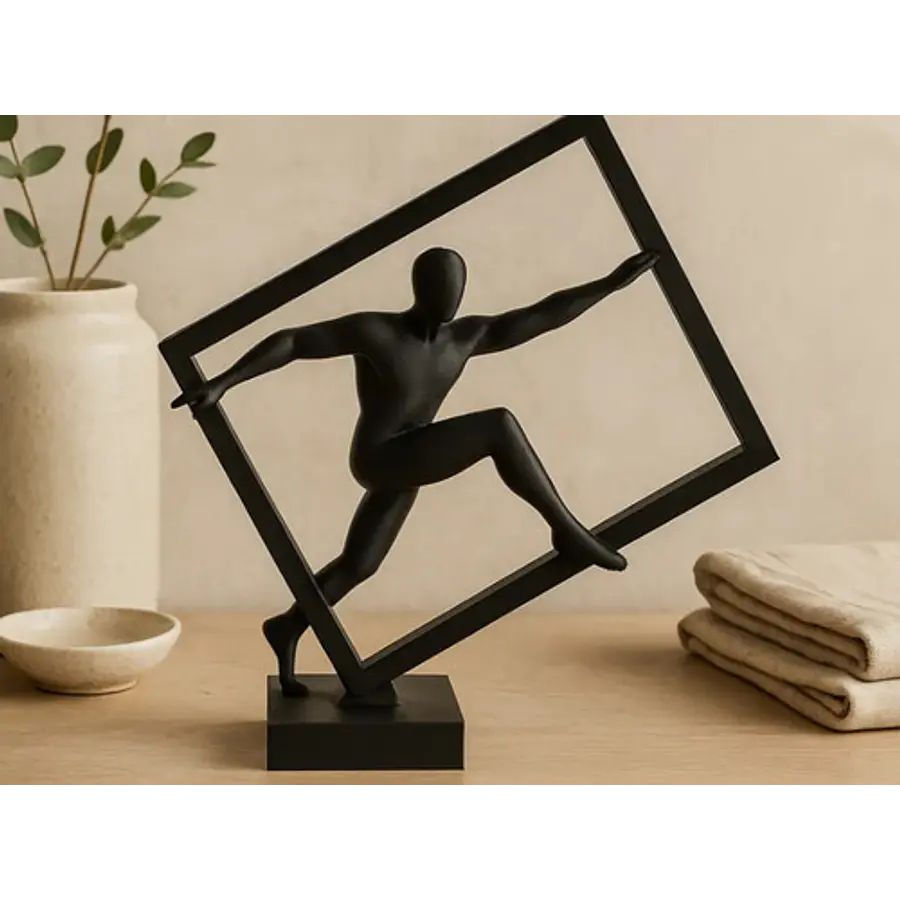 Escultura- Atleta Abstracto En Cubo