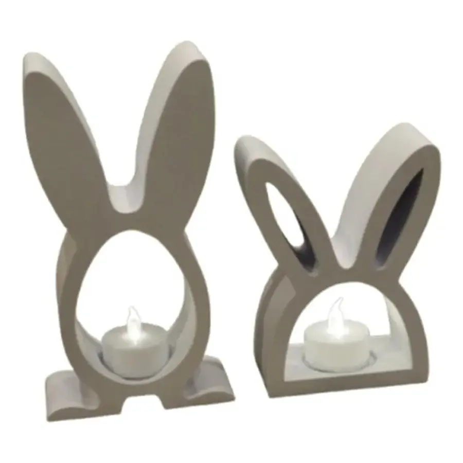Pack De 2 Portavelas Led- Conejo De Pascua