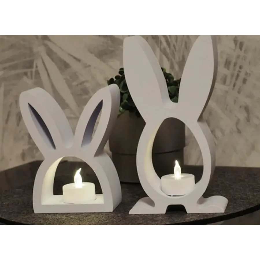 Pack De 2 Portavelas Led- Conejo De Pascua