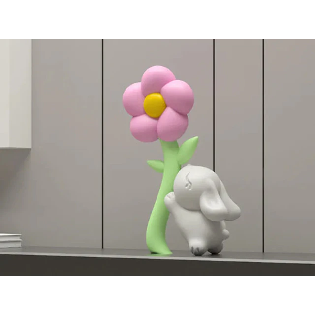 Figura Decorativo De Conejito De Pascua Y Flores