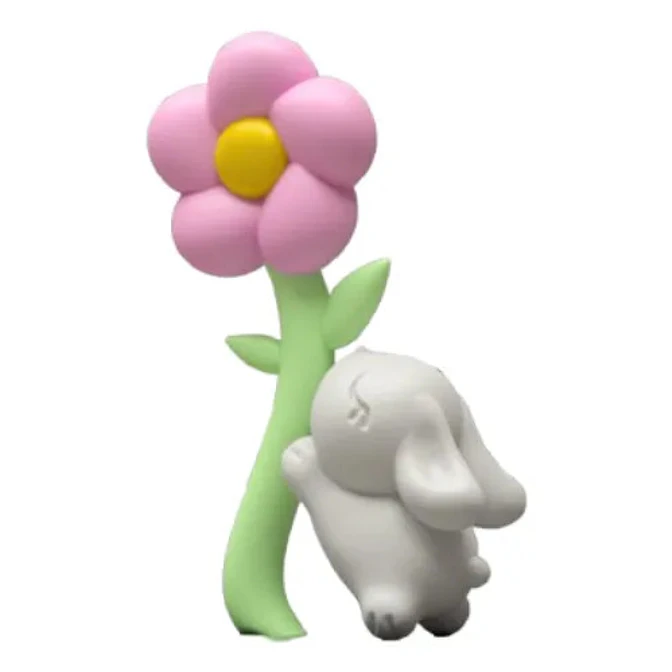 Figura Decorativo De Conejito De Pascua Y Flores 3