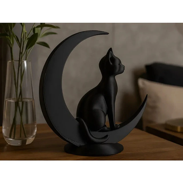 Escultura Gato Sentado En La Luna