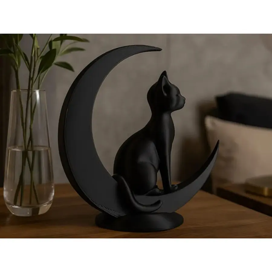 Escultura Gato Sentado En La Luna