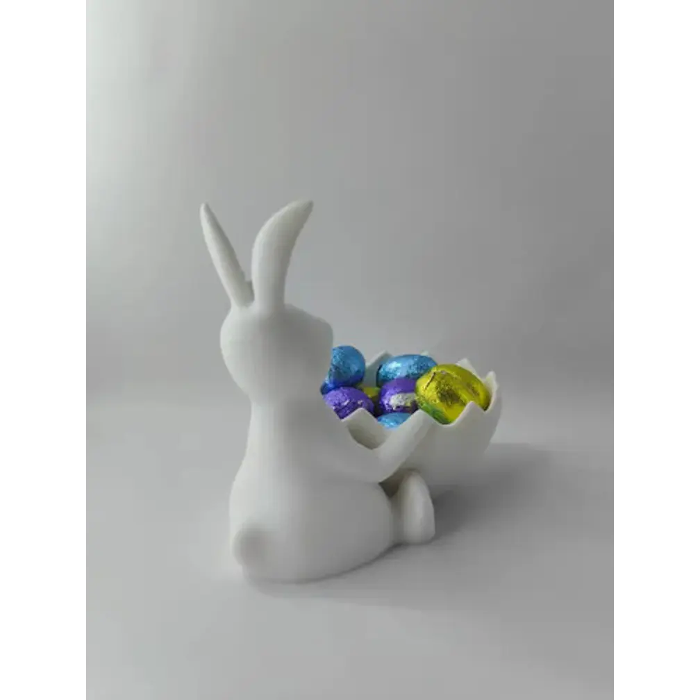 Figura Decorativa De Conejita De Pascua Con Cesta De Huevos 1