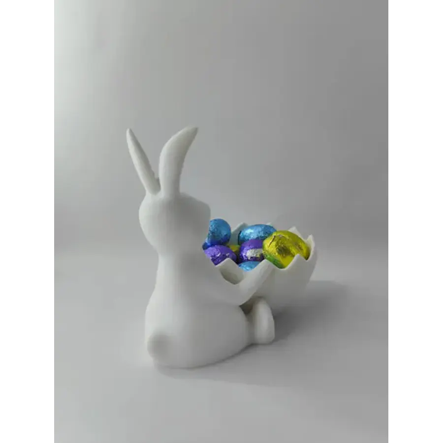 Figura Decorativa De Conejita De Pascua Con Cesta De Huevos