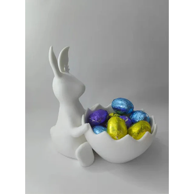Figura Decorativa De Conejita De Pascua Con Cesta De Huevos