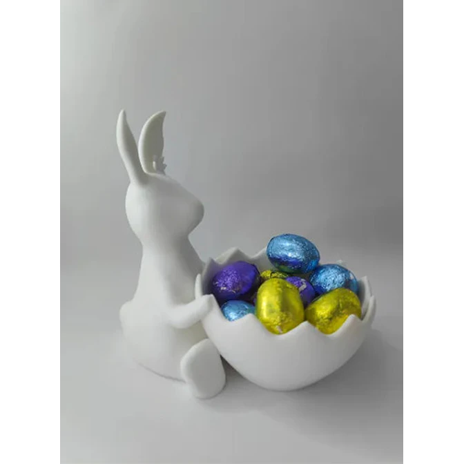 Figura Decorativa De Conejita De Pascua Con Cesta De Huevos 2