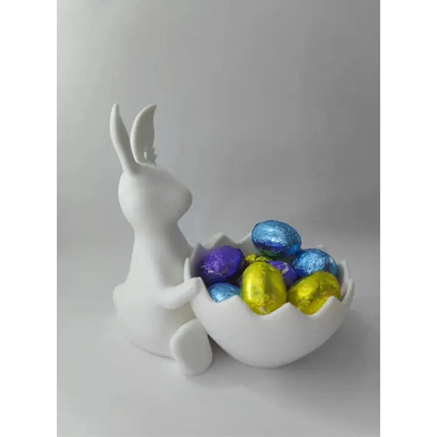 Figura Decorativa De Conejita De Pascua Con Cesta De Huevos