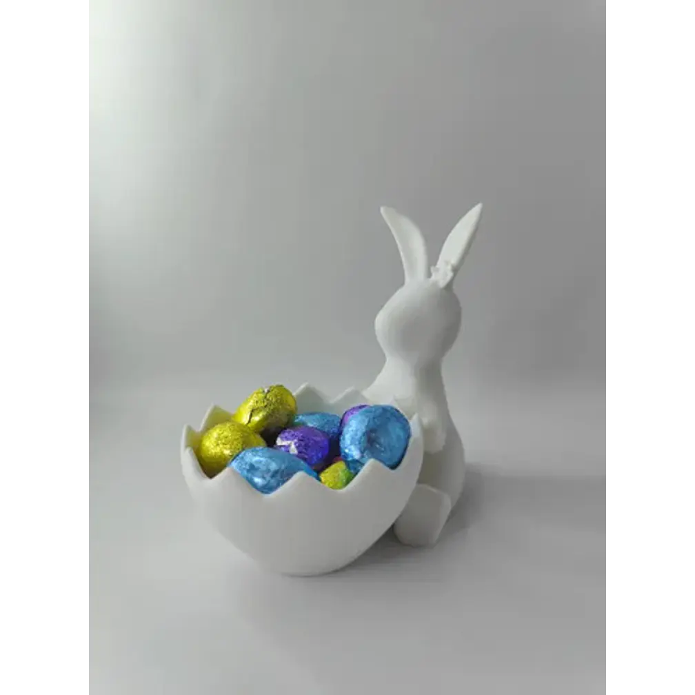 Figura Decorativa De Conejita De Pascua Con Cesta De Huevos 3