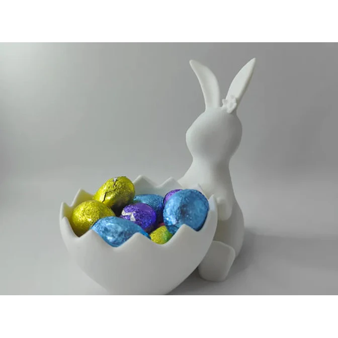 Figura Decorativa De Conejita De Pascua Con Cesta De Huevos 4