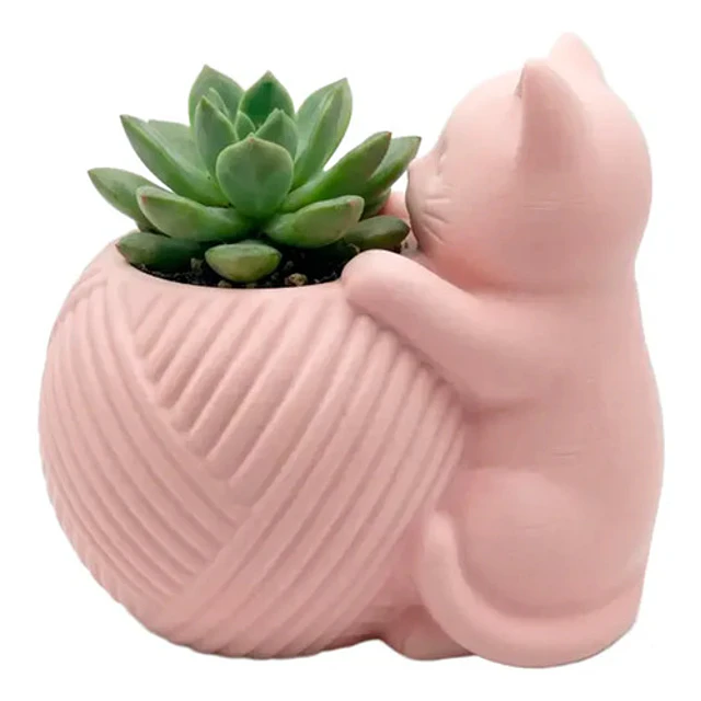 Macetero Redondo - Figura Gato