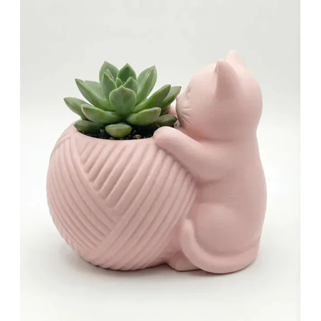 Macetero Redondo - Figura Gato
