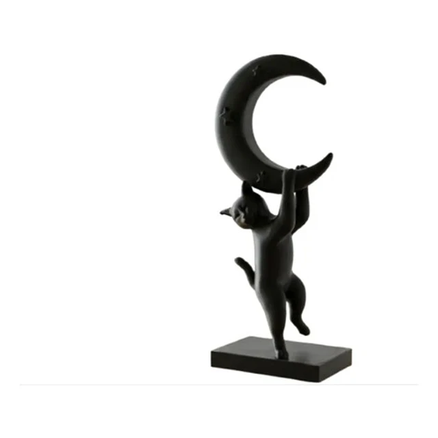 Escultura- Gato Juguetón En La Luna