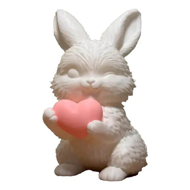 Escultura De Conejo De Pascua Con Corazón