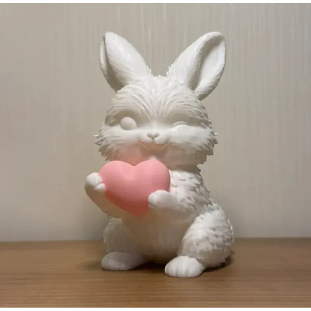 Escultura De Conejo De Pascua Con Corazón