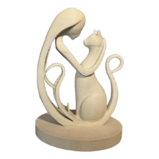 Escultura Minimalista- Mujer Y Gato