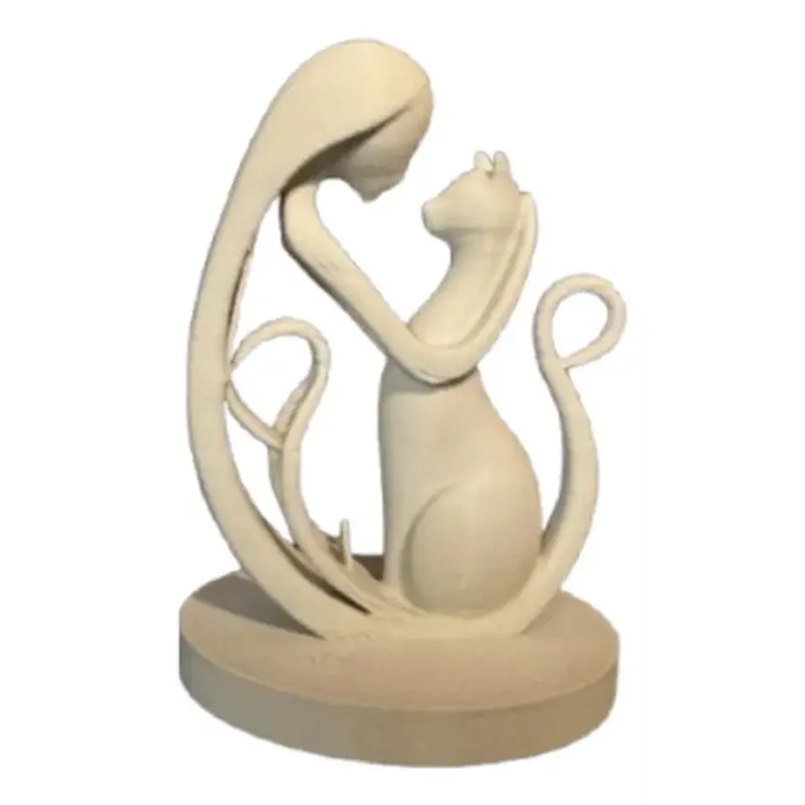 Escultura Minimalista- Mujer Y Gato
