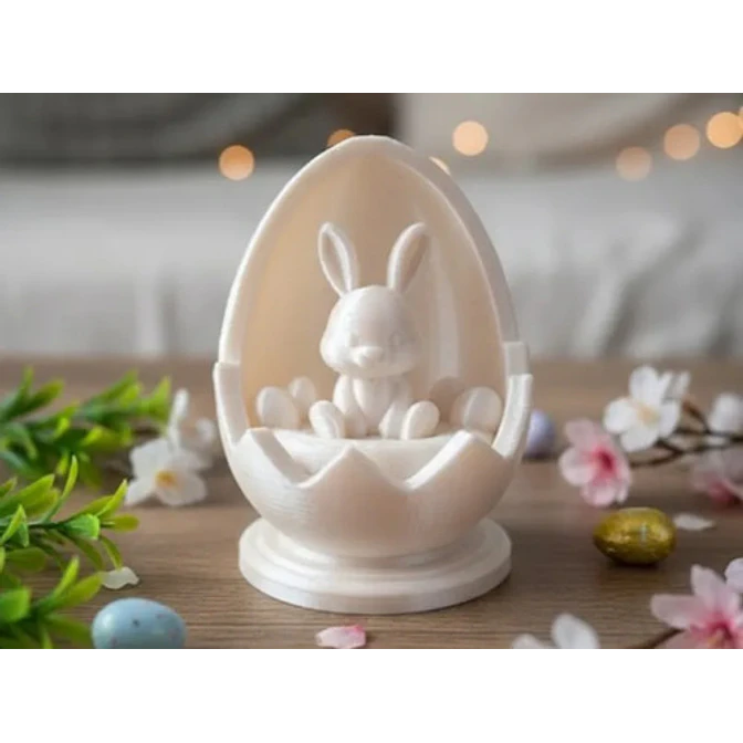 Figura Decorativa De Conejo De Pascua En Huevo 2