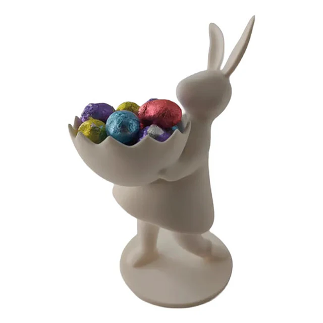 Figura Conejo De Pascua Con Tazón Para Huevos