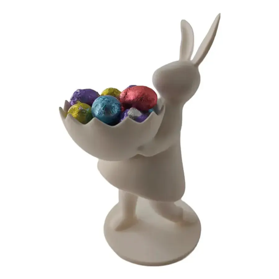 Figura Conejo De Pascua Con Tazón Para Huevos