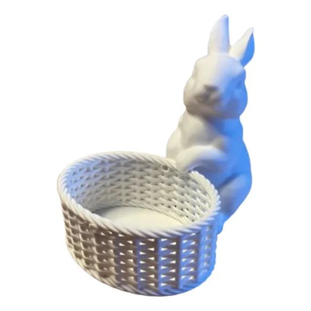 Escultura- Conejo De Pascua Con Canasta