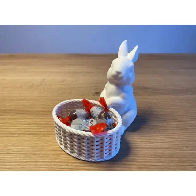 Escultura- Conejo De Pascua Con Canasta