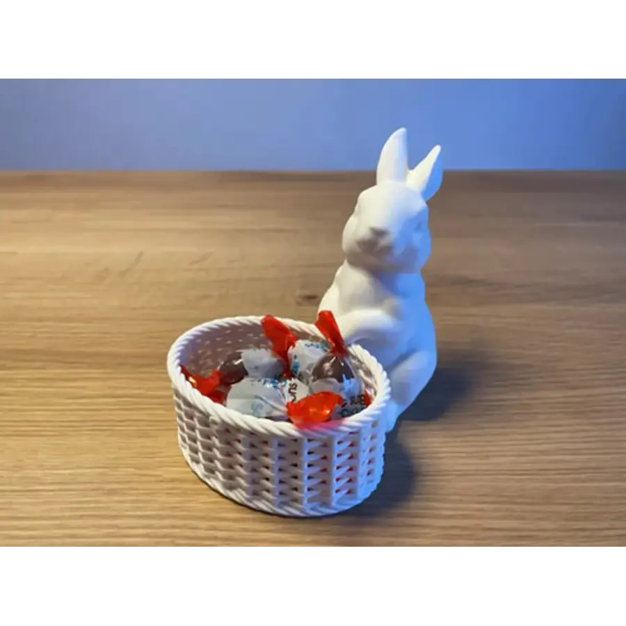 Escultura- Conejo De Pascua Con Canasta