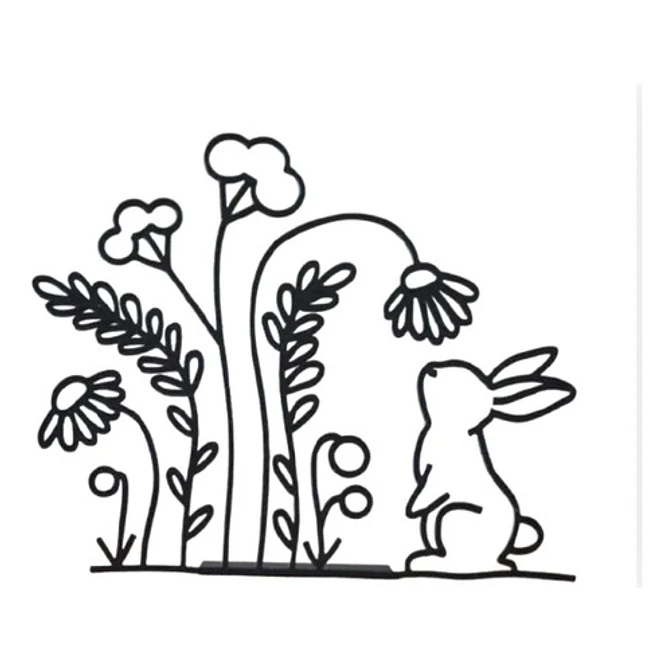 Figura Decorativa De Conejo Con Flores Y Soporte 1