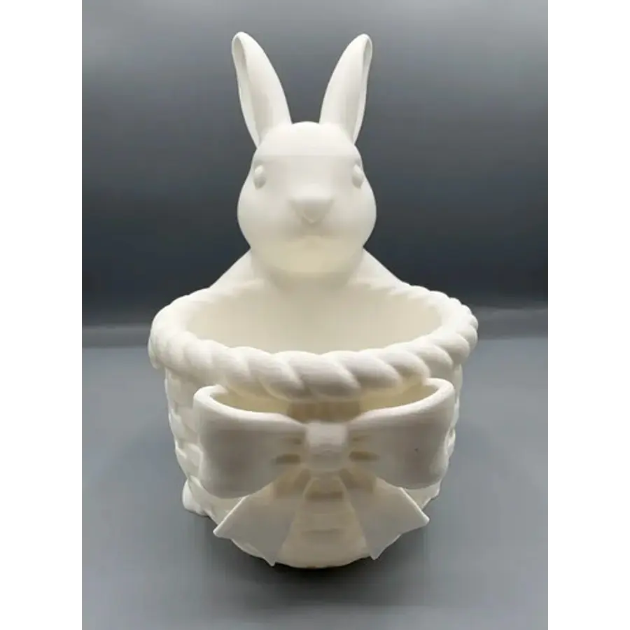 Figura Decorativa  Conejito De Pascua Con Cesta Con Lazo