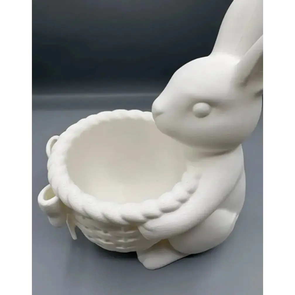 Figura Decorativa  Conejito De Pascua Con Cesta Con Lazo 3