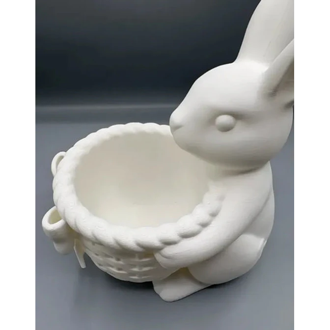 Figura Decorativa  Conejito De Pascua Con Cesta Con Lazo 3