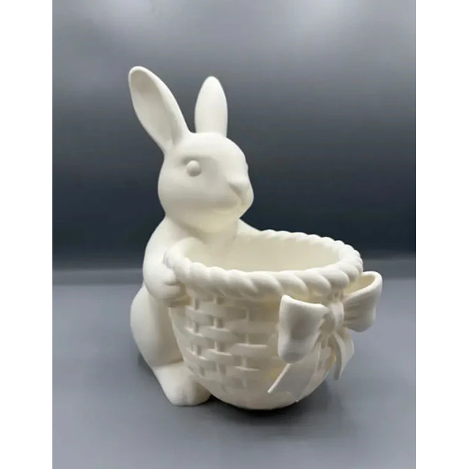 Figura Decorativa  Conejito De Pascua Con Cesta Con Lazo 4