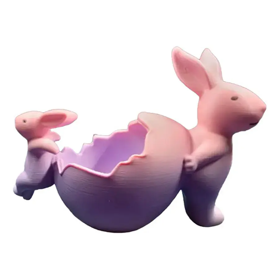 Figura Decorativa - Conejos De Pascua Con Huevo Roto