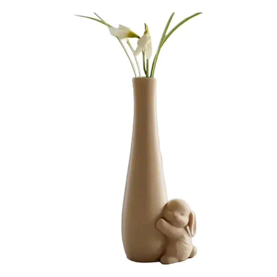 Jarrón De Pascua Con Conejo Abrazando