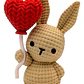 Figura Decorativa Conejo De Punto Con Globo De Corazón - Miniatura 1