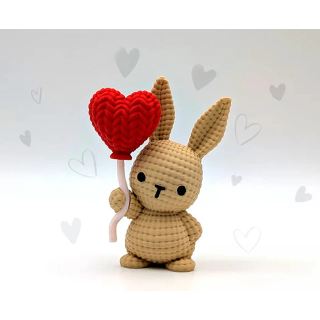 Figura Decorativa Conejo De Punto Con Globo De Corazón