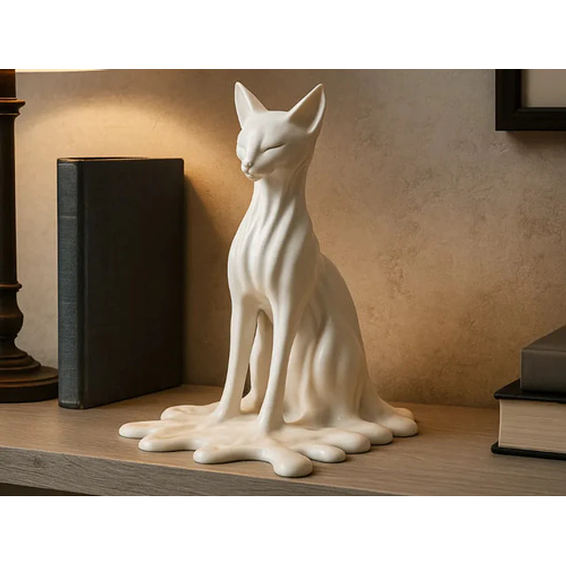 Escultura Gato Surrealista Derritiéndose
