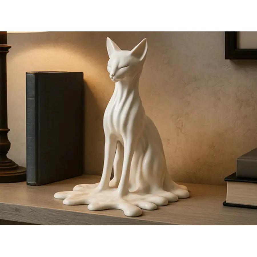 Escultura Gato Surrealista Derritiéndose
