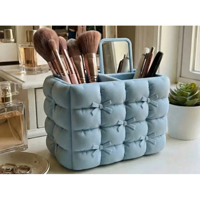 Organizador De Maquillaje Con Lazo Acolchado Estético 3