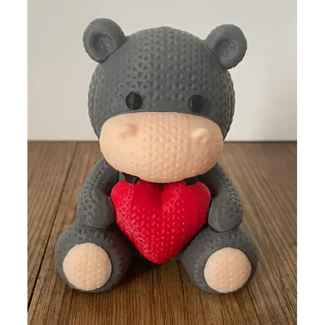 Figura Decorativa - Hipopótamo Tejido Con Corazón