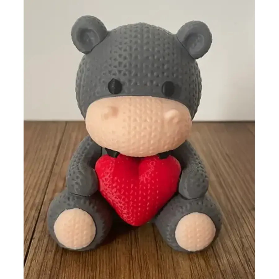 Figura Decorativa - Hipopótamo Tejido Con Corazón