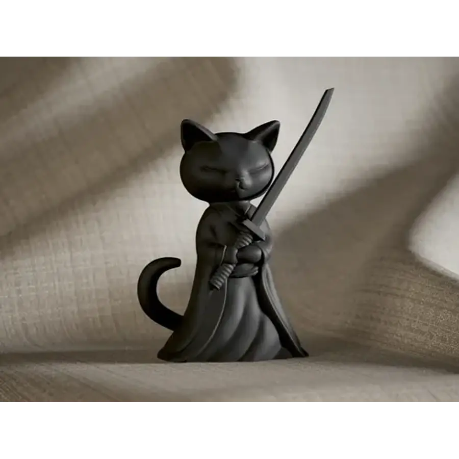 Escultura Gato Samurai Silencioso