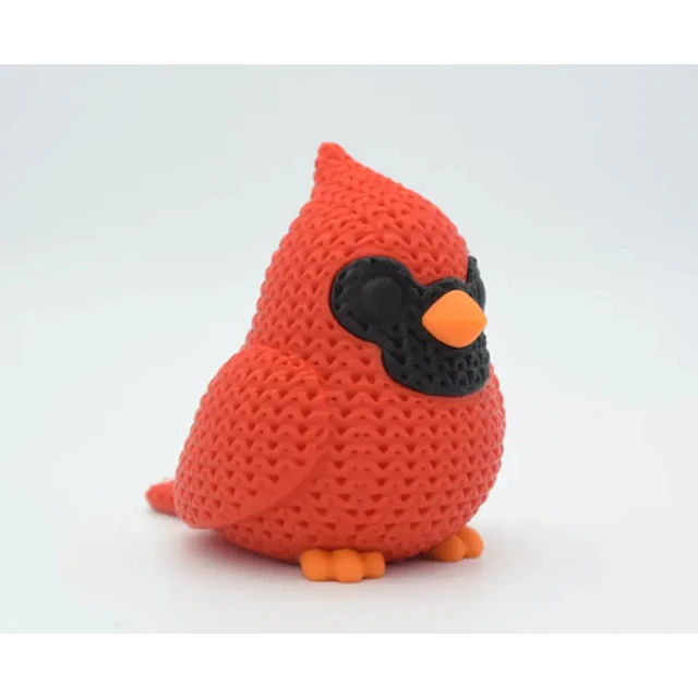 Figura Pájaro Cardenal Estilo Tejido