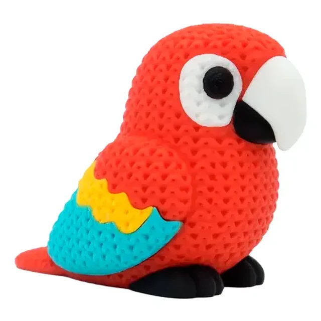 Figura Loro Guacamayo Escarlata Tejido