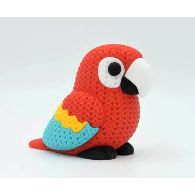 Figura Loro Guacamayo Escarlata Tejido