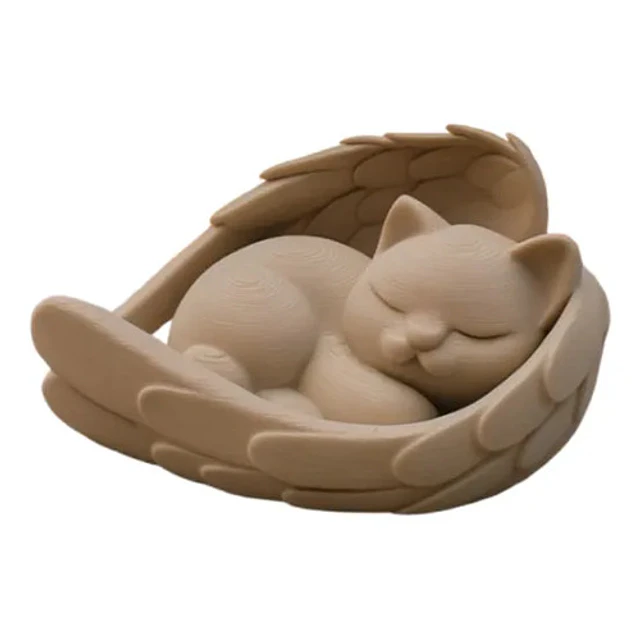 Escultura Decorativa- Gato Durmiendo En Alas