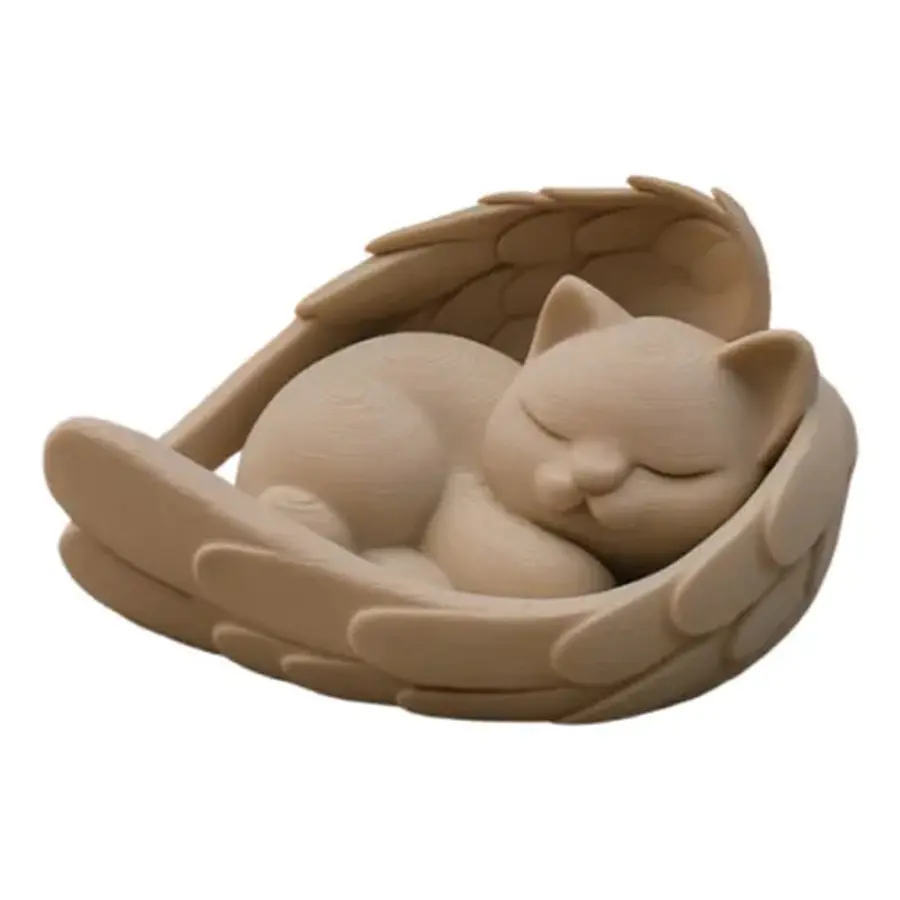 Escultura Decorativa- Gato Durmiendo En Alas