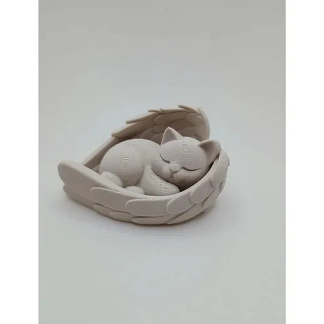 Escultura Decorativa- Gato Durmiendo En Alas