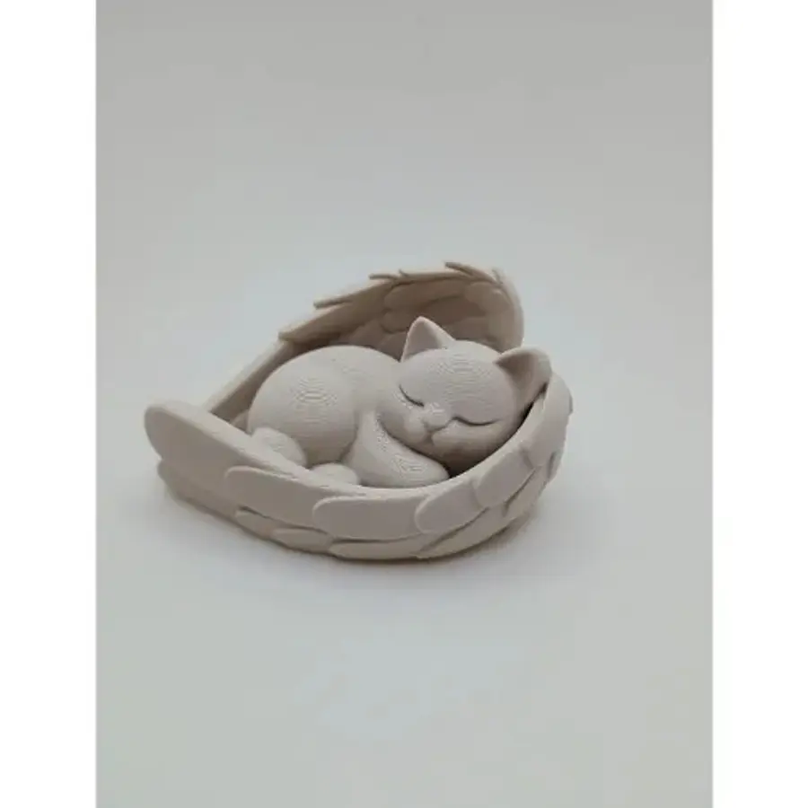 Escultura Decorativa- Gato Durmiendo En Alas