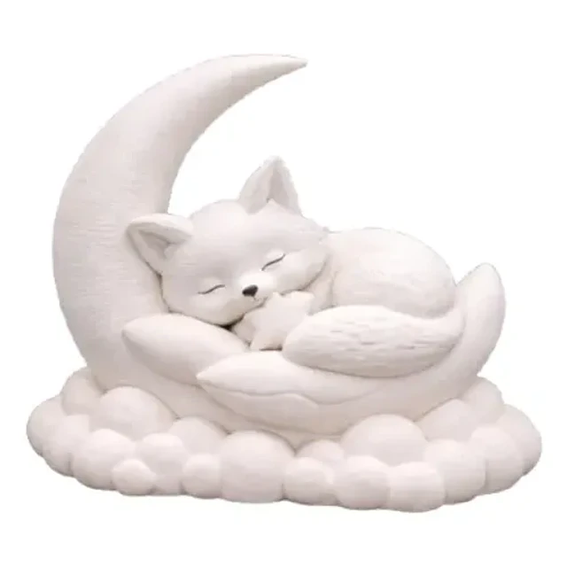 Escultura Decorativa- Zorro Durmiendo En La Luna